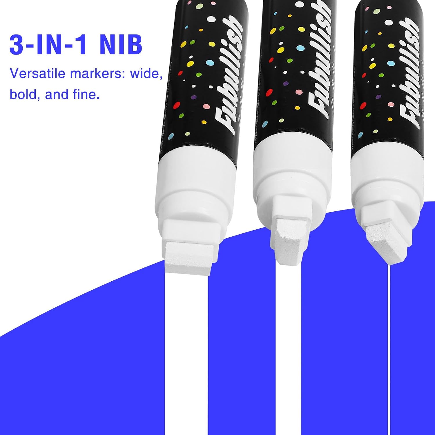 Window Chalk Markers for  5 Pack Washable,White   Liquid Chalk Marker with 15mm Thick Tips, Big Chalkboard Markers for  Window, Glass, Auto, Bistro, Mirror, Poster