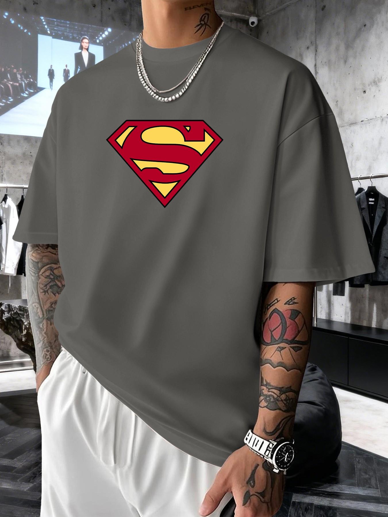 Superman S Classic Logo Men's Fashion Short Sleeve Round Neck Casual Summer T-Shirt, Perfect for Daily Wear