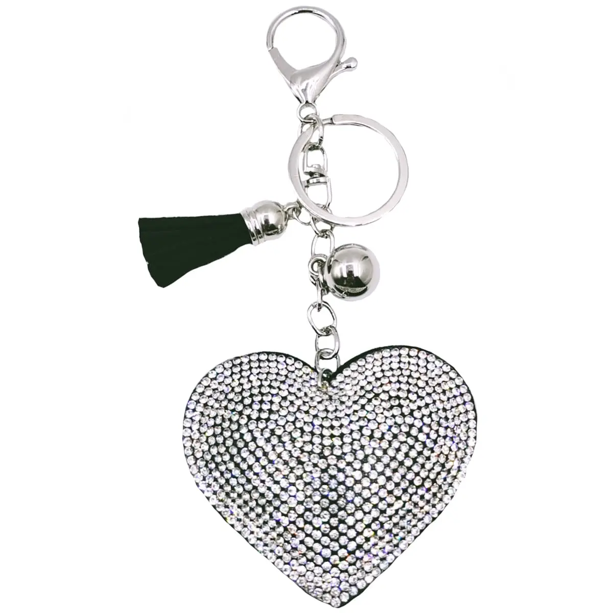 Glitter Keychain Rhinestone Heart Shape Keychains Crystal Tassel Key Chain Cute Keyring for Women