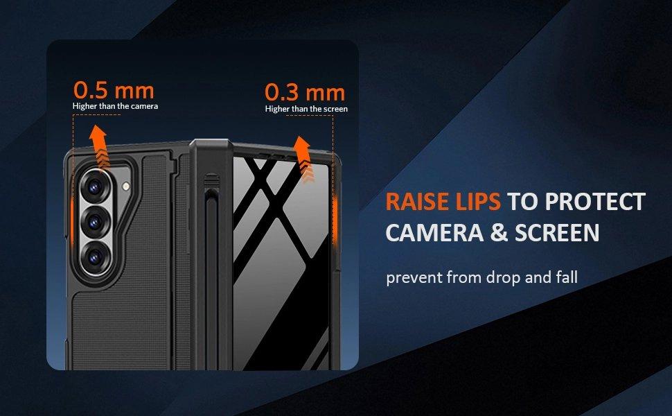 for Samsung Galaxy Z Fold 5 Case with S Pen Holder & Stylus and Invisible Kickstand,Built in Privacy Screen Protector and Hinge Phone Cover for Samsung Z Fold 5 Case with Slim S Pen Slot – Black