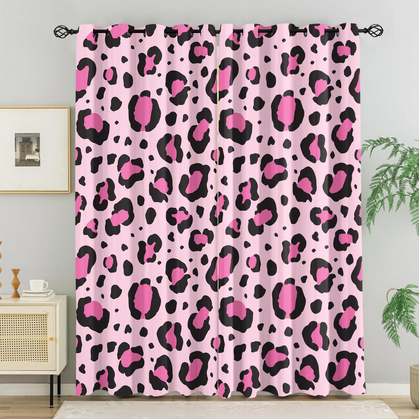 2Pcs Gradient Colorful Leopard Print Curtains, Fashion Atmosphere Design, Breathable Shading Fade Resistant, Perfect for Youth Home Bedroom