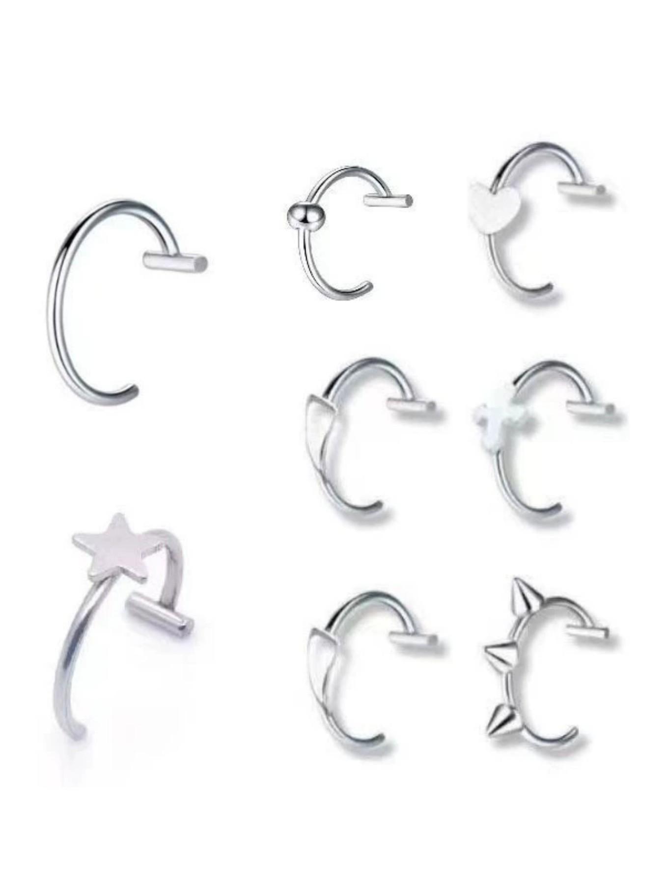 3pcs Heart Cross Star Fake Lip Ring Set – No Piercing Clip On Lip Labret, Adjustable Non-Pierced Lip Cuff, Pain-Free Alternative Lip Jewelry for Women, Trendy Singles Day Valentine's New Year Gift