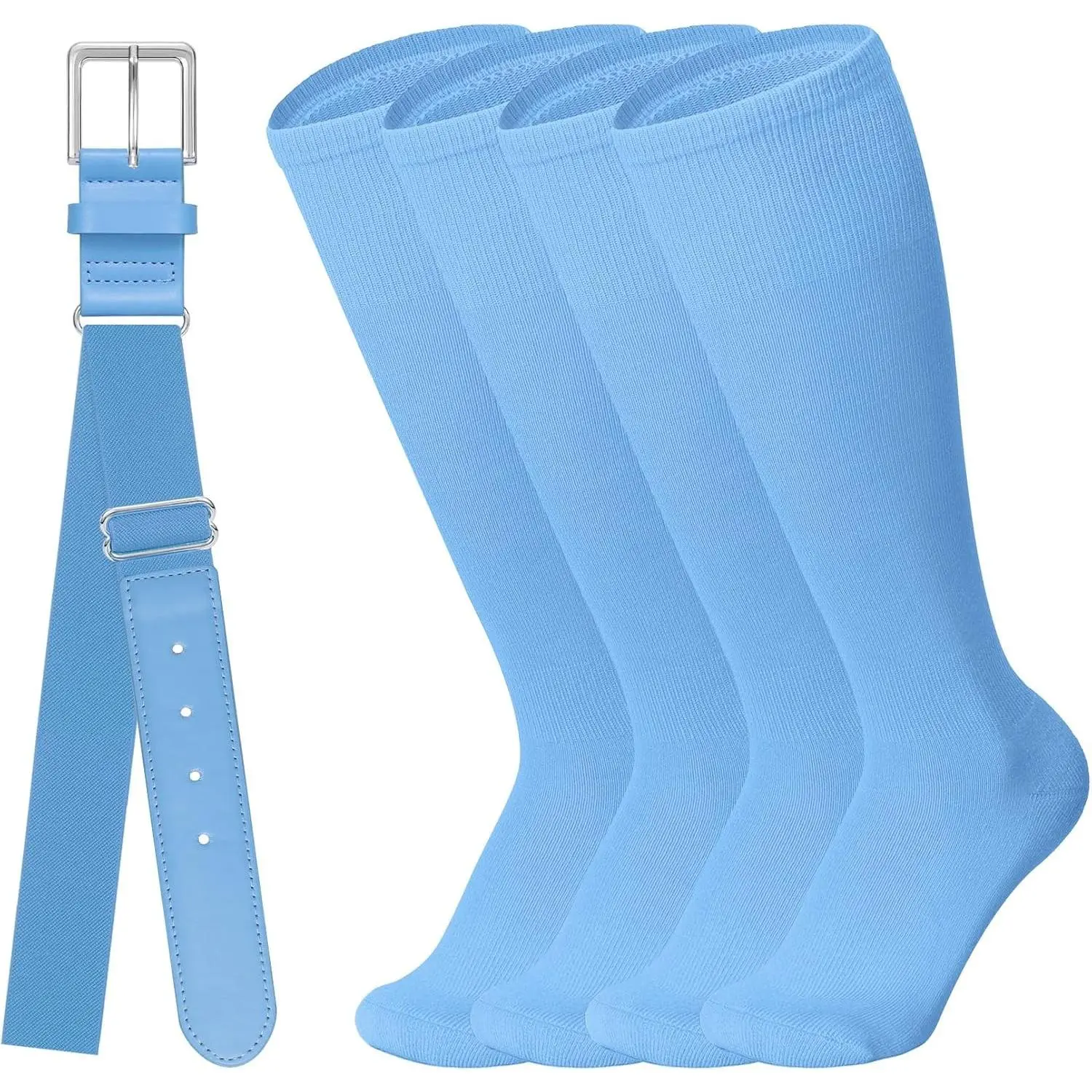 Baseball Softball Belt & Socks Combo Set for Youth and Adult (2 Pairs of Socks & 1 Belt)