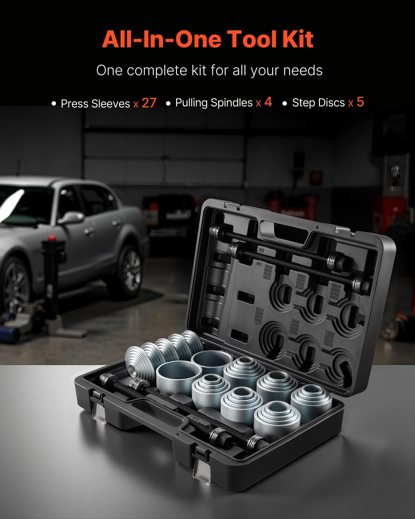 VEVOR Pull and Press Sleeve Kit, 36 PCS, Steel Bush Removal Insertion Sleeve Tools with Carrying Case, Compatible with LCV and HGV Engines, for Removing and Installing Bushings, Bearings, and Seals VEVOR Pull and Press Sleeve Kit, 36 PCS, Steel Bush Removal Insertion Sleeve Tools with Carrying Case, Compatible with LCV and HGV Engines, for Removing and Installing Bushings, Bearings, and Seals