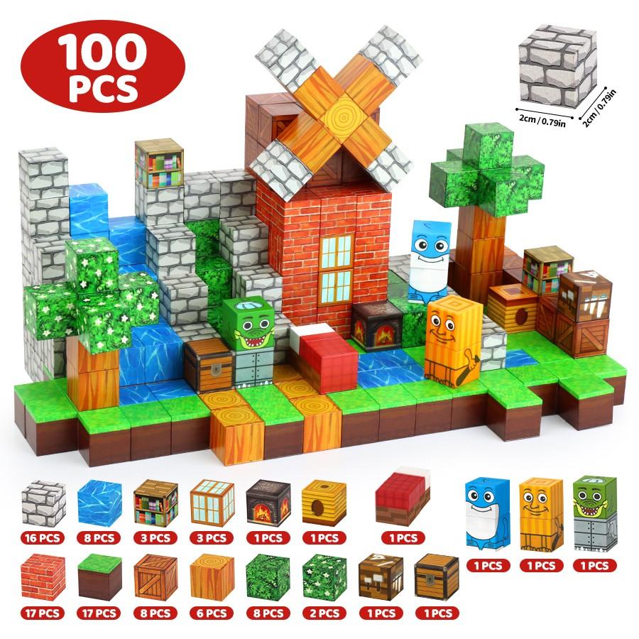 100/200pcs Magnetic Building Blocks Set, Stem Educational Toy for Kids, Creative Playset for Ages 3+, Random Colors