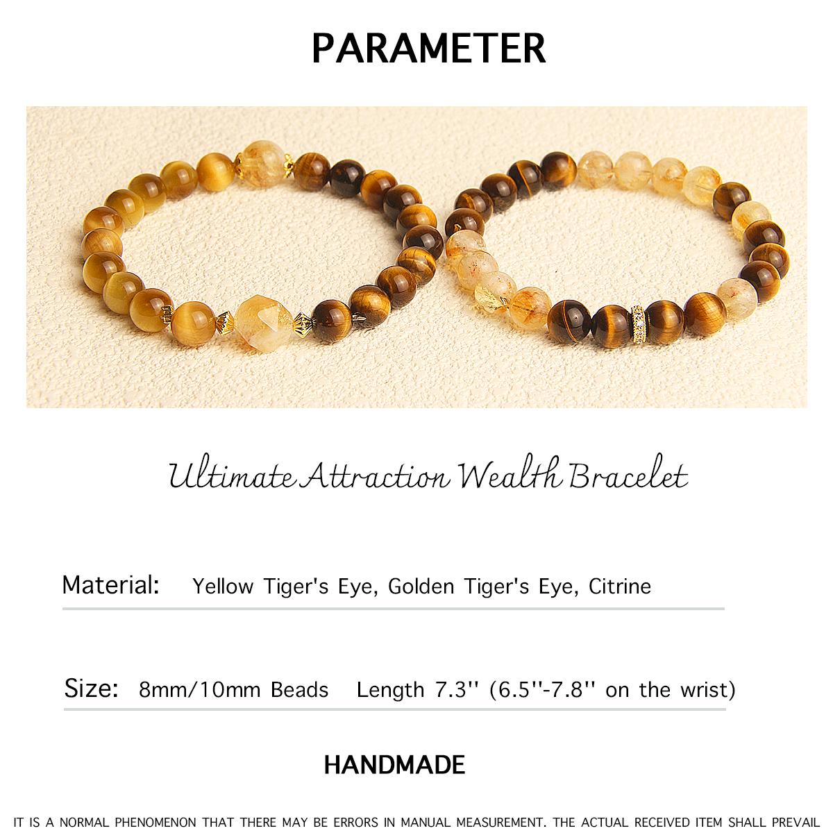 Money Attraction Bracelet Wealth Abundance Energy Protection Natural Crystal Tigers Eye Citrine Handmade Beaded Good Luck Bracelet Golden Friendship Bracelet jewelry Encouragement Gift Unisex