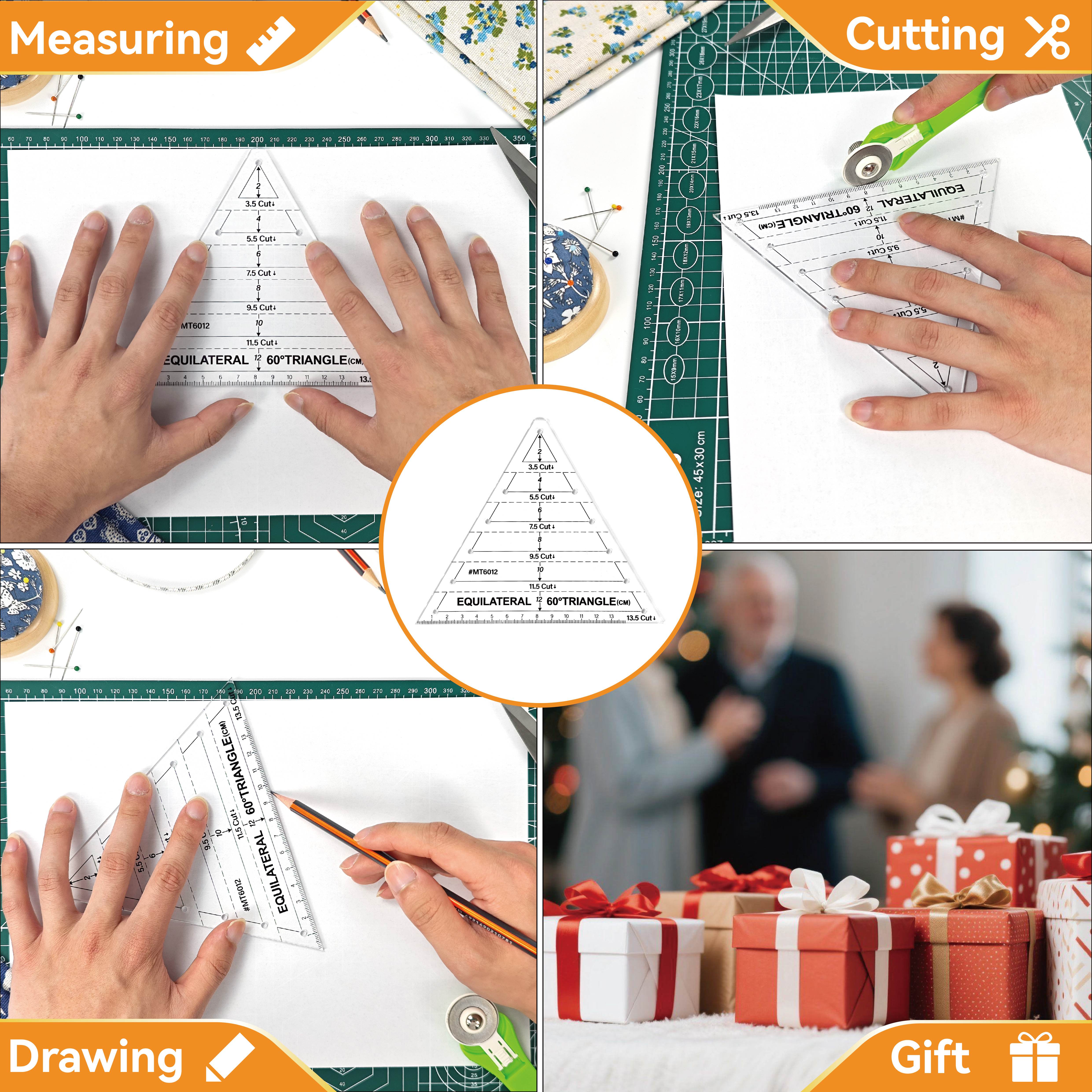 Triangle Quilting Ruler Template, Acrylic Sewing Patchwork Measuring Tool, DIY Handmade Craft Templates, Multiple Sizes for Quilting, Blanket Making, Sewing Tools