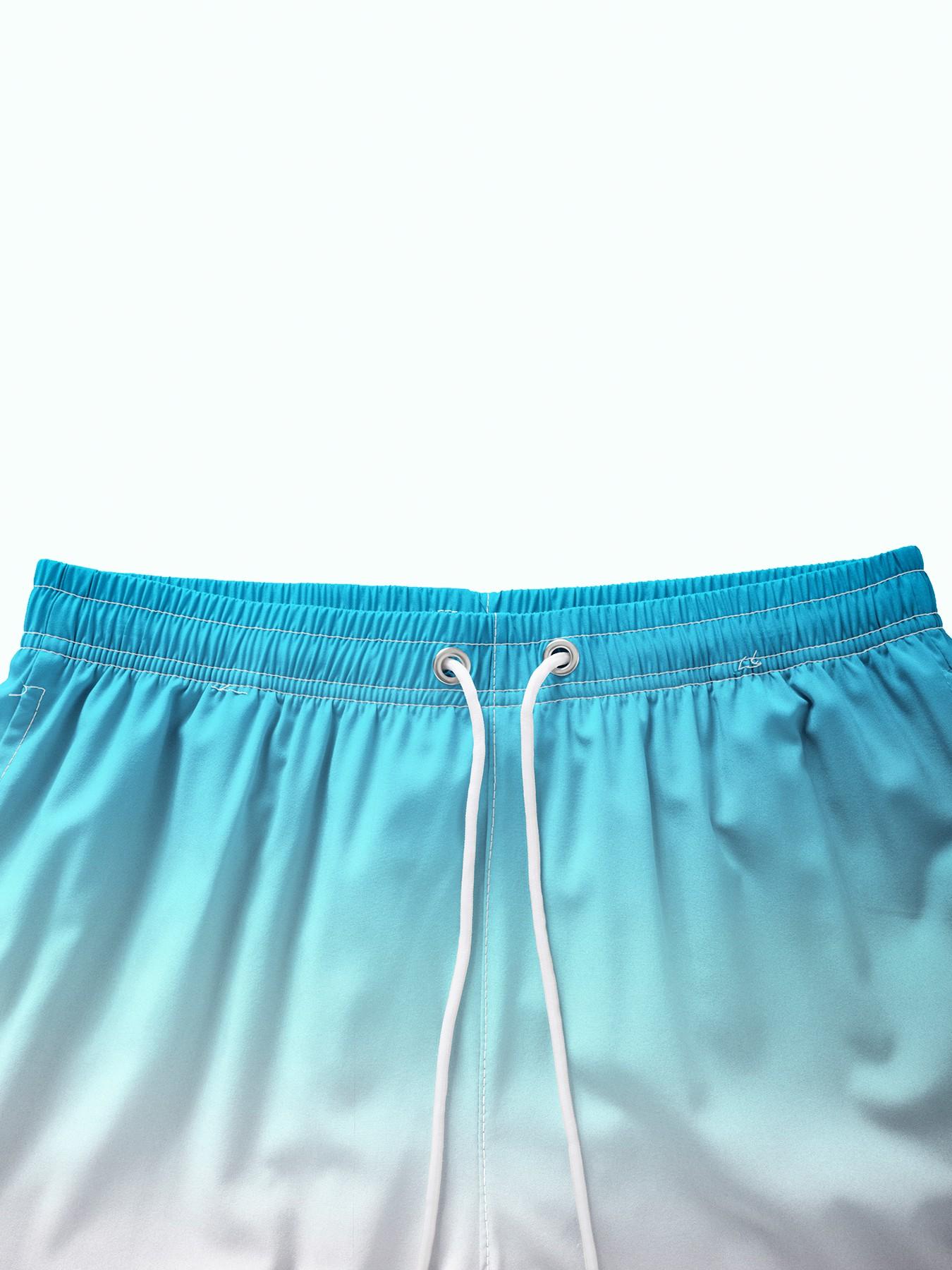 Men's Quick Dry Gradient Board Swim Trunks Side Pockets Ombre Beach Shorts with Mesh Lining Lining Drawstring Waist Flag Stars and Stripes Print Vacation Surfing Shorts