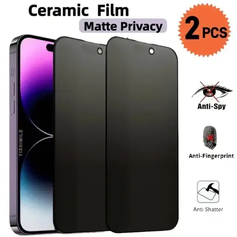 2pcs Protective Matte Privacy Tempered Glass Screen Protectors for iPhone Series (17 Pro Max/17 Pro/17/16 Plus) - Phone Accessories, Auto Dust Removal, No Bubbles, Anti-Spy, Easy Installation, Privacy Glass Tint