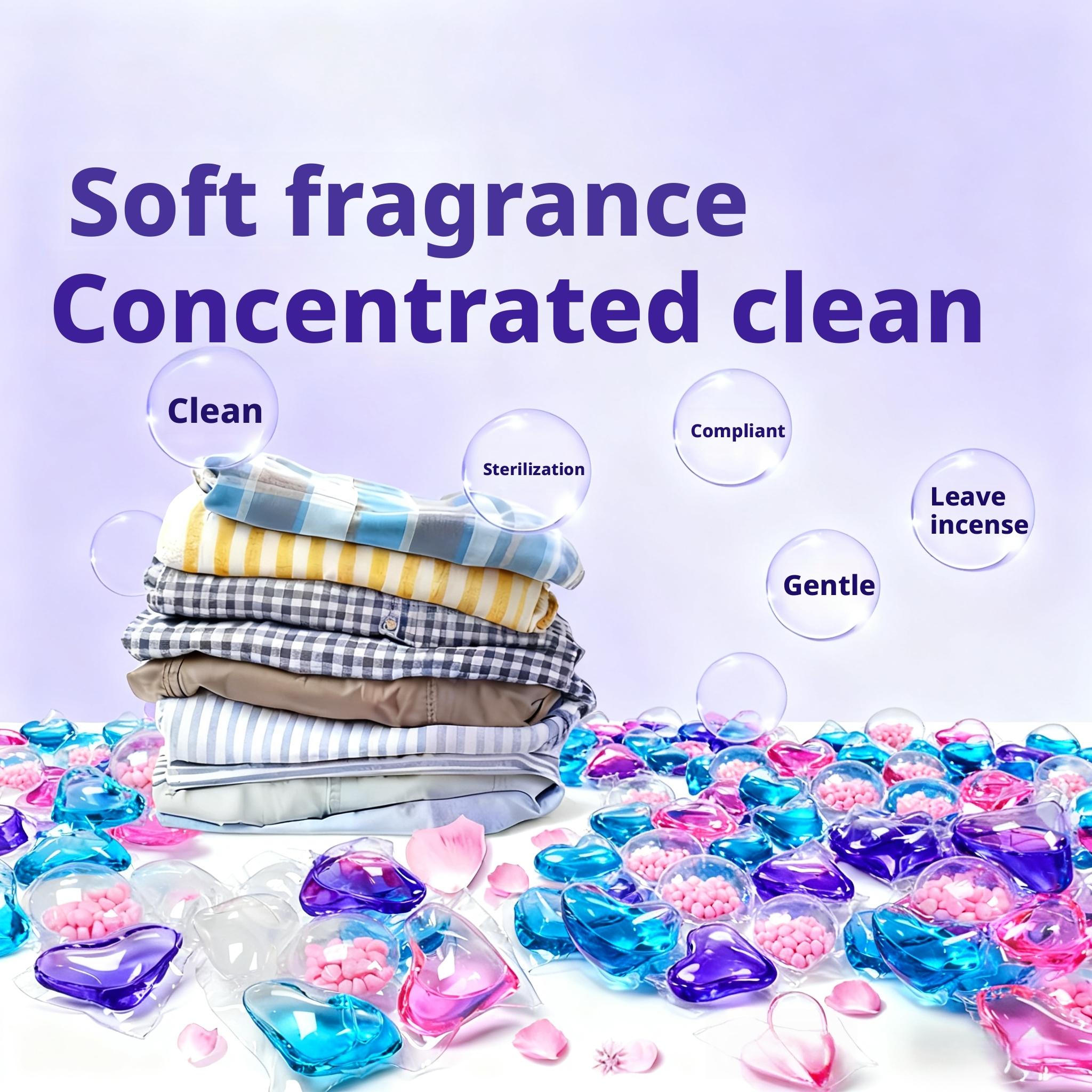5-In-1 Laundry Detergent beads, 50pcs/120pcs Scent Booster Laundry capsules 💐 Concentrated Liquid Fabric Softener, Fruit Scented, Strong Stain Removal, Color Protection 👕✨, Laundry Detergent Balls, Laundry Pods Laundry Tools & Accessories