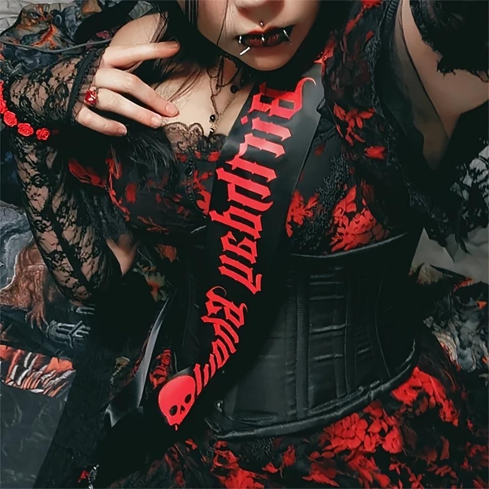 Birthday Ghoul with Skulls black Sash October fall autumn Halloween Gothic Goth 16th 18th 21st Birthday party bday girl decoration gift Photo props