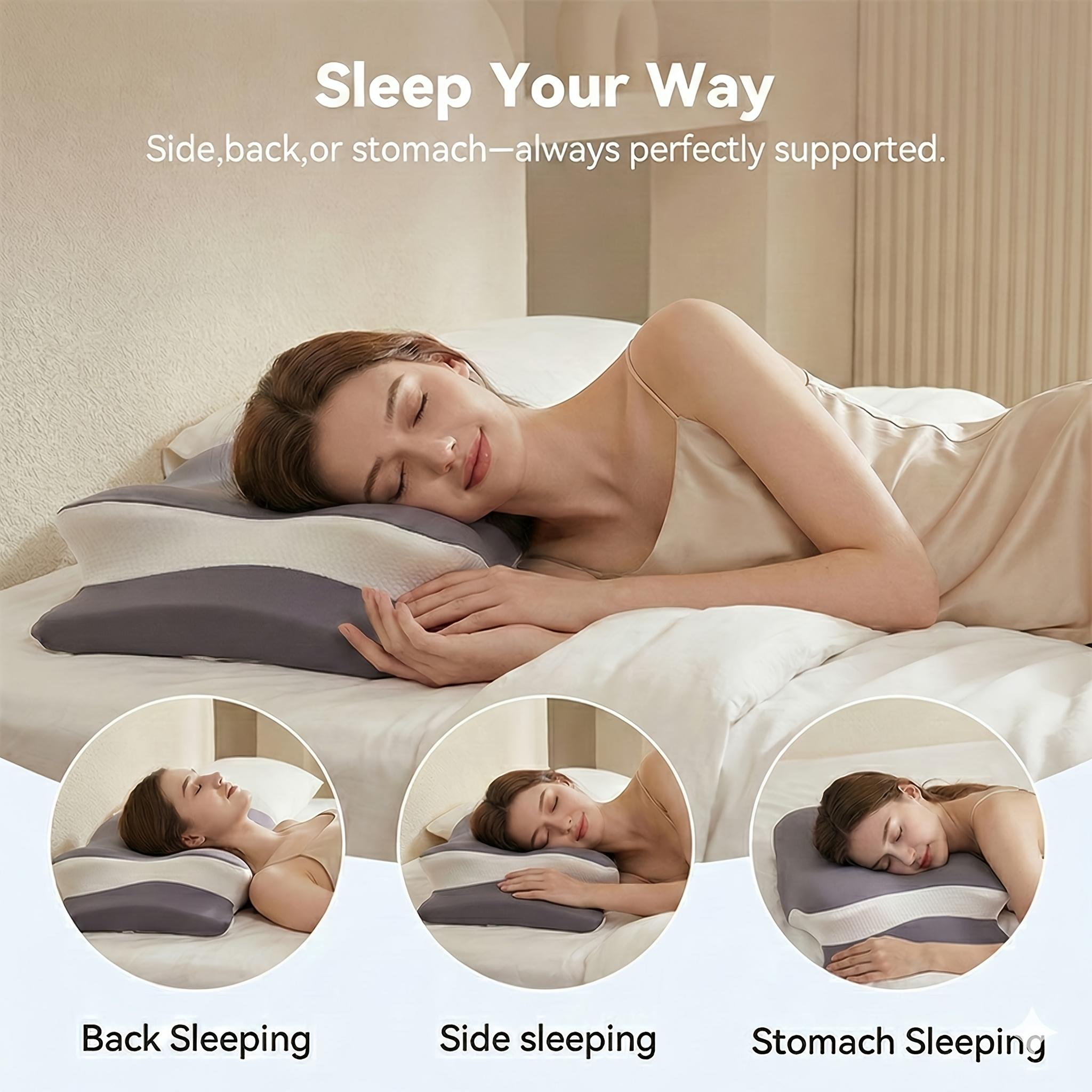 WKEFF Cervicalpillow, sleeping neckpillow, butterfly-shaped memory foam pillow, ergonomic cervical support pillow, rebound sleeping and neck relaxation pillow, bedding suitable for supine and side sleeping, sleeping pillow with machine washable pillowcase