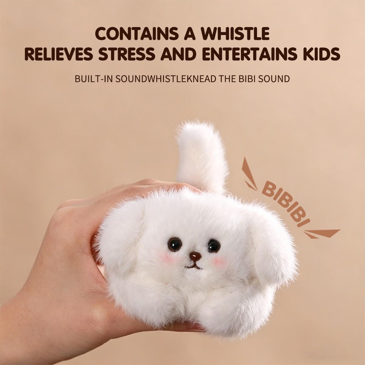 Plush Dog Keychain with Tail Wiggling Sound, Cute Bag Accessory Stress Relief Toy, Pull String Interactive Pet Gift