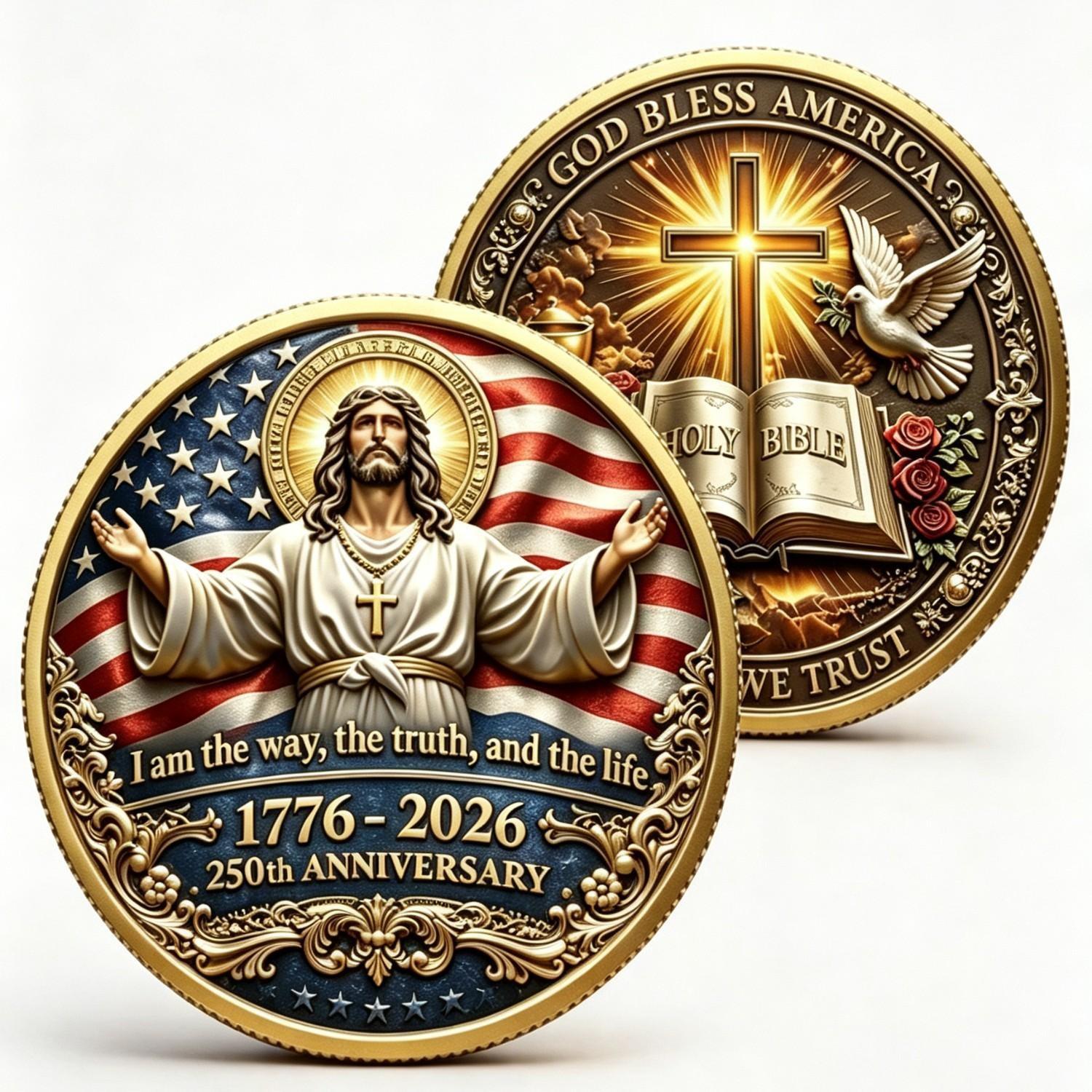 250th Anniversary Commemorative 2D Coin, Special Edition Collectible Currency, Ideal Gift for Numismatics Enthusiasts, Unique Historical Artifact