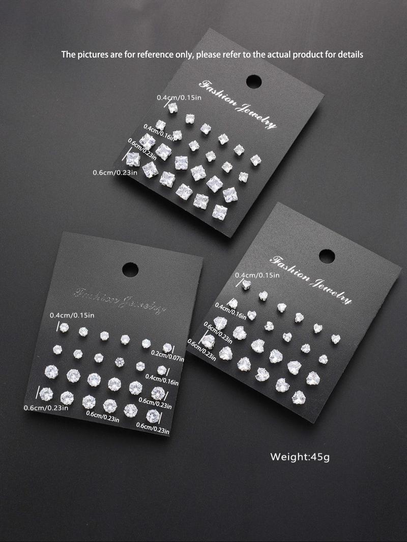 Rhinestone Decorated Stud Earrings Set, Fashionable Jewelry for Women & Men, Trendy All-match & Exquisite Jewelry for Birthday Gift, Ear Studs