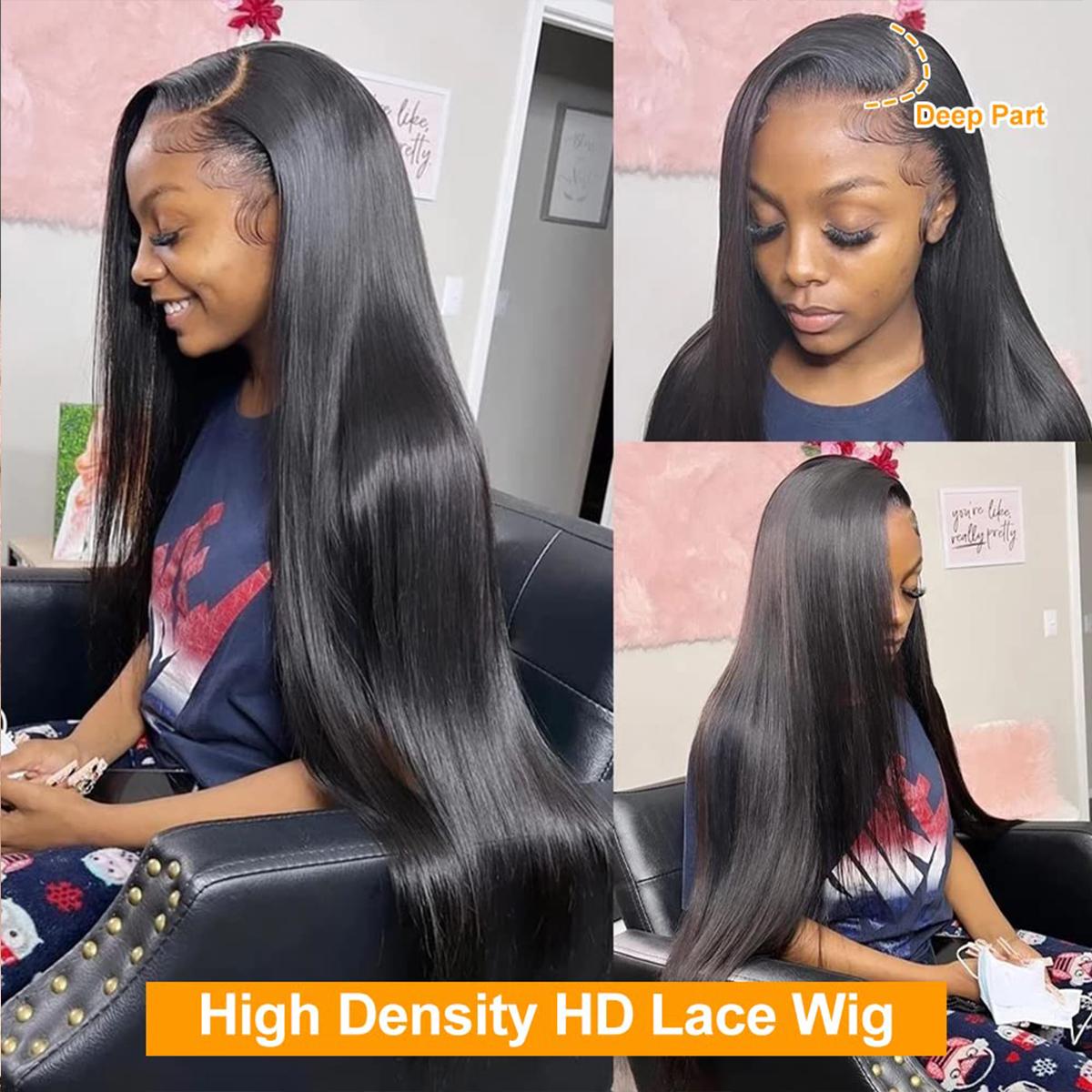 Brazilian 13x6 Lace Front Wigs Human Hair Straight For Women Pre Plucked 13x6 HD Transparent Lace Frontal Wig Natural Hair Line 180% Density TikTokShopBlackFriday