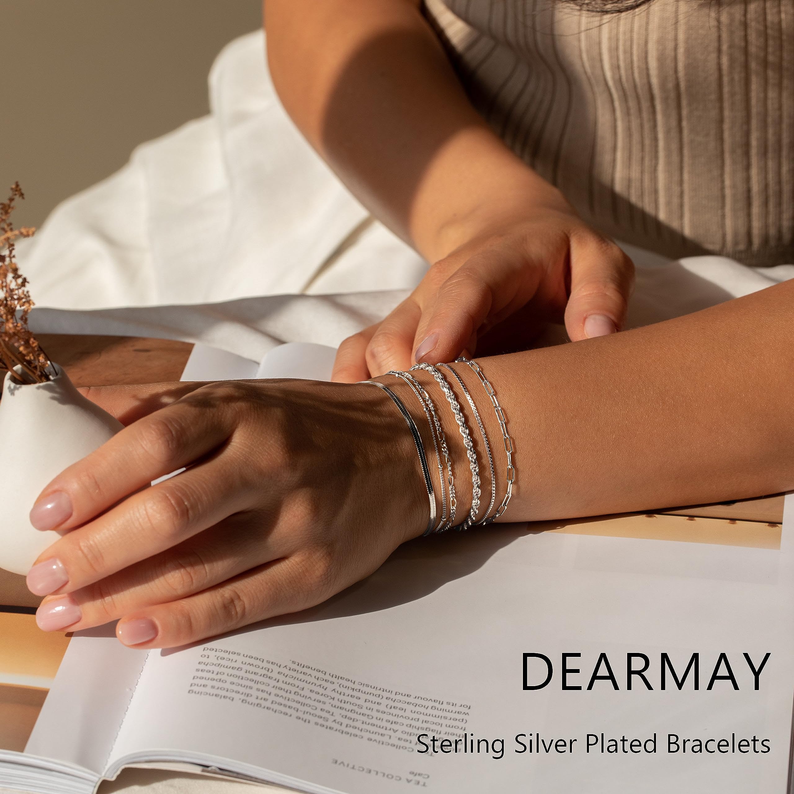 DEARMAY Gold Bracelets for Women Waterproof Jewelry Sets for Women Trendy Thin Dainty Stackable Cuban Link Paperclip Chain Bracelet Pack Fashion Accessories Gifts for Womens