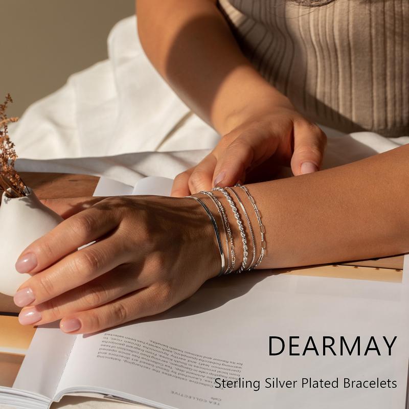 DEARMAY Gold Bracelets for Women Waterproof Jewelry Sets for Women Trendy Thin Dainty Stackable Cuban Link Paperclip Chain Bracelet Pack Fashion Accessories Gifts for Womens