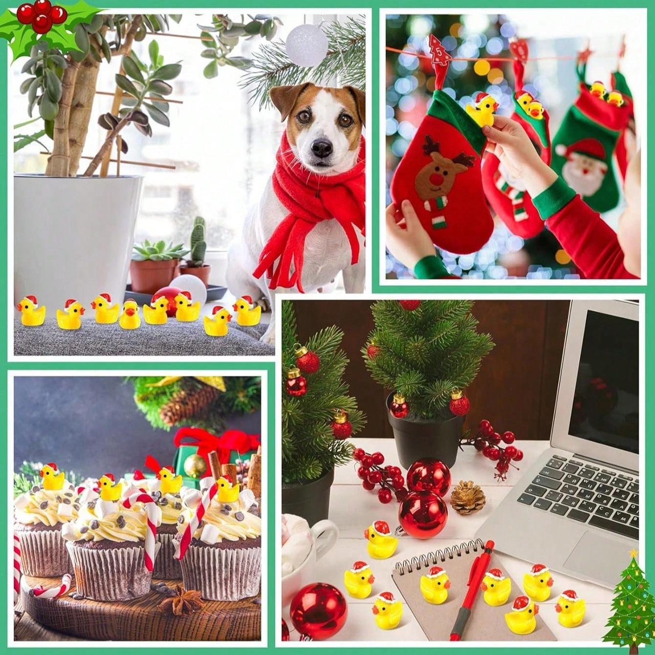 Mini Christmas Resin Ducks with Hats, Perfect for Crafts, Home Decor, Dollhouse Parties, Slime, Christmas Gifts, 50/30/15/5 Pieces