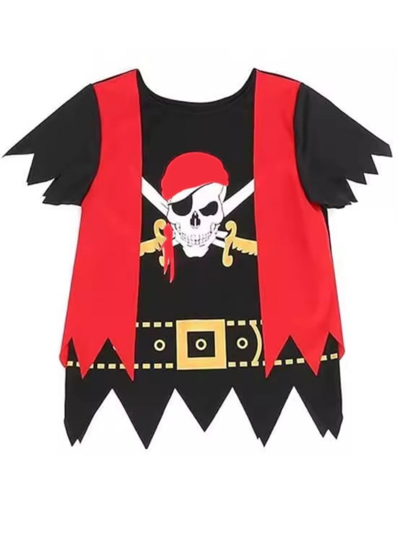 Kids Pirate Role Play Costume Set, 3-Piece Including Headband, Top, Pants, Perfect for Boys & Girls Holiday Performances