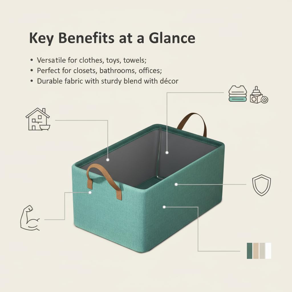 3pcs Large Oxford Cloth Storage Baskets, Fabric storage Box with Steel Frame Stackable Shelf Storage Baskets, Collapsible Closet Storage Organizers and Foldable Storage Baskets for Offic, Bedroom, Dorm, Living, Space-Saving Closet Solution, Clothes Basket