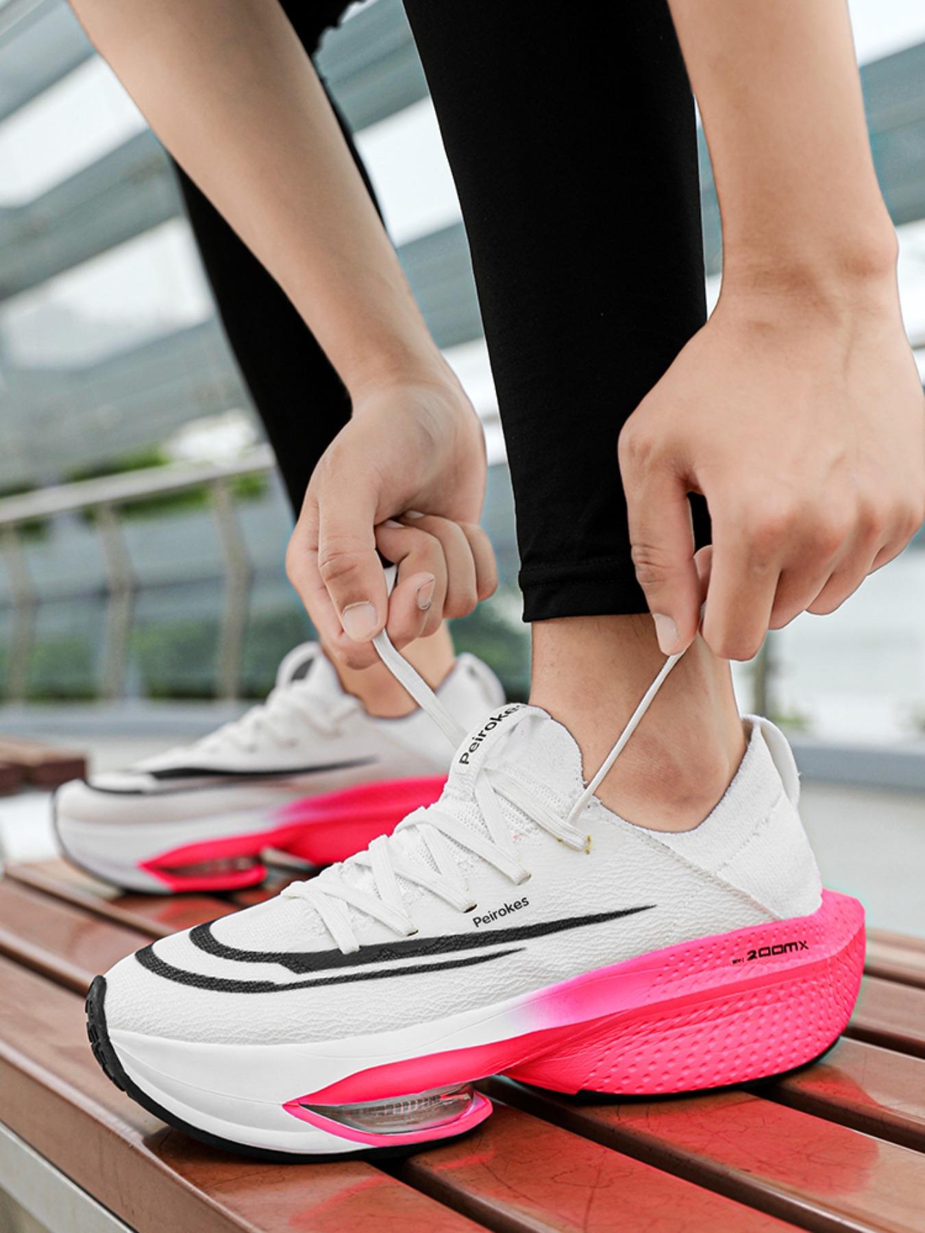 Unisex Sporty Running Shoes, Lightweight Shock Absorption, Breathable Textile Upper, Rubber Sole, Medium Width, All Seasons, Breathable Running Sneakers, Running Training Shoes