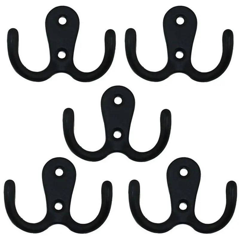 5-Pack Dual Hook Cabinet Hooks, Zinc Alloy, Smooth Surface, Rust-Resistant, Ideal for Kitchen and Living Room, Hang Scarves and Towels, Home Storage Hooks