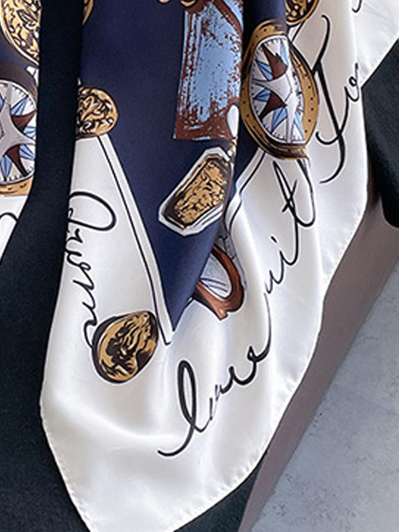 Fashionable Chain Print Scarf, Loose Fit, Versatile Neck Wrap Shawl Headscarf, Suitable for Travel Dating Decoration, Air Conditioning Room Use