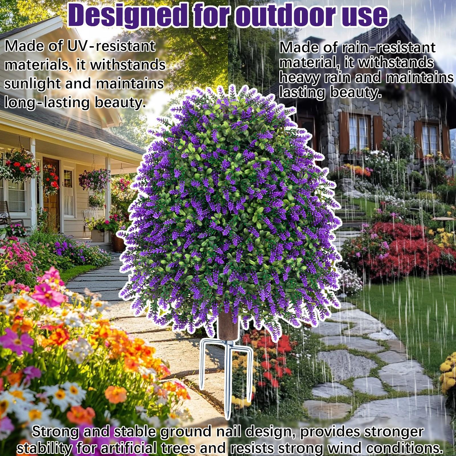 2 Pcs Topiary Artificial Plants for Outdoor Use, UV Resistant Fake Shrubs for Garden Front Porch Yard Balcony Decor, Lifelike Fake Plant