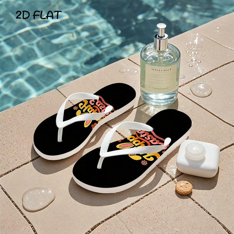 Men's Fashion Flip - Flops, EVA Material, Customizable with Personalized Patterns, Multiple Colors (Including Black/White) & Sizes Available, Suitable for Home & Seaside Outings, All - Season Wear