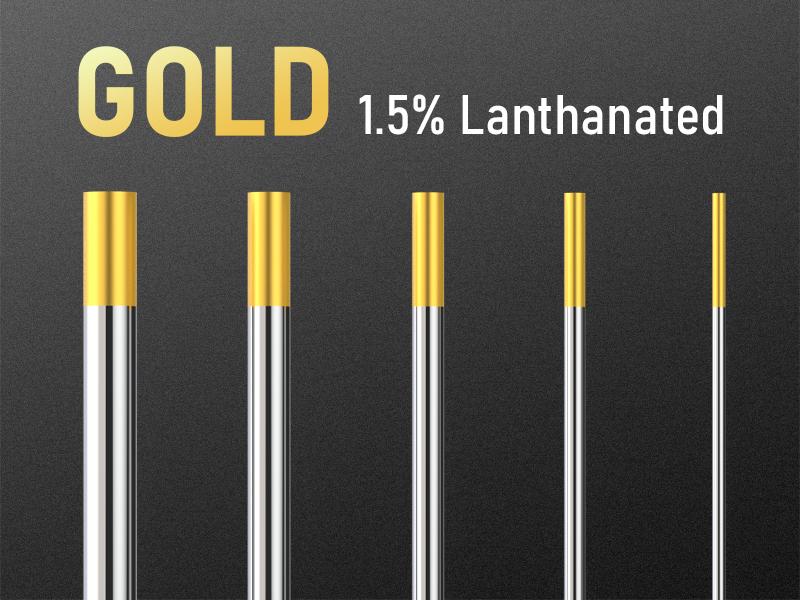 YESWELDER TIG Welding Tungsten Electrode - 1.5% Lanthanated .040" 1/8" 1/16" 3/32" x 7" (Gold, WL15/EWLa-1.5) 10-pk