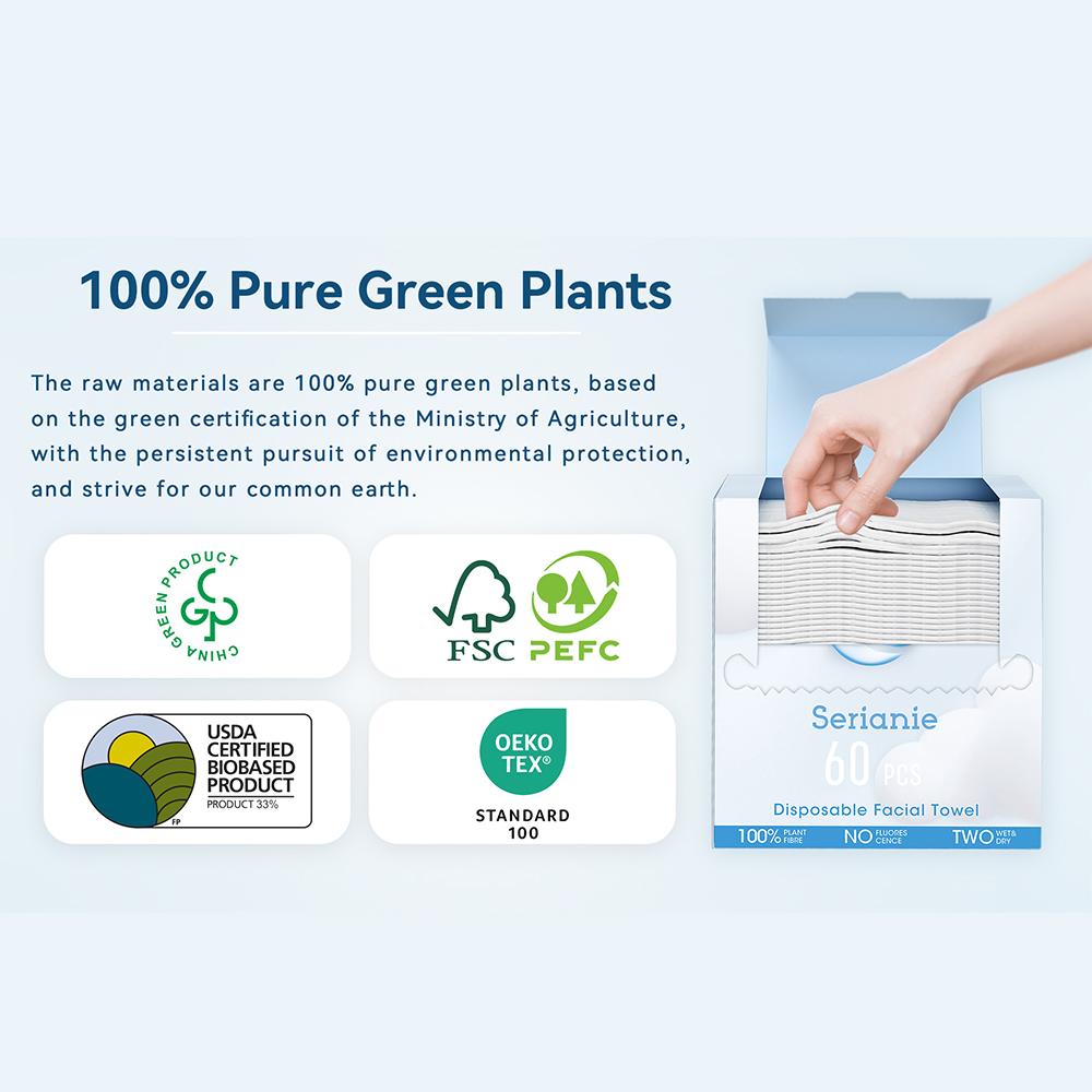 60pic Disposable Face Towel, Soft and Gentle Disposable Face Towel, Portable Face Towel for Home Bathroom Outdoor Travel Skincare