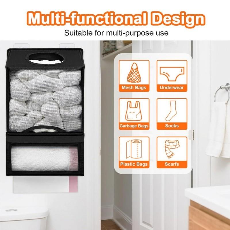 Large Plastic Bag Organizer Rack, Wall-Mounted Design, Oxford Fabric Material, Ideal for Kitchen/bathroom/laundry Room