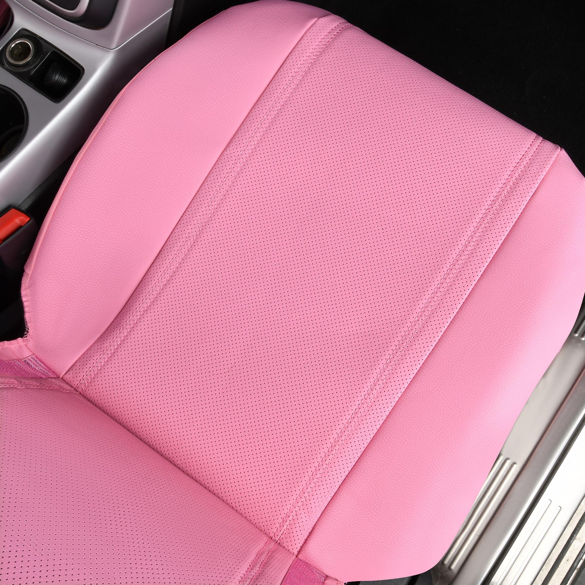 CAR PASS Bling Car Seat Covers,Shining Rhinestone Waterproof Faux Leather Pink Accessories Universal Fit Auto Glitter Crystal Sparkle,Cute Women Girl