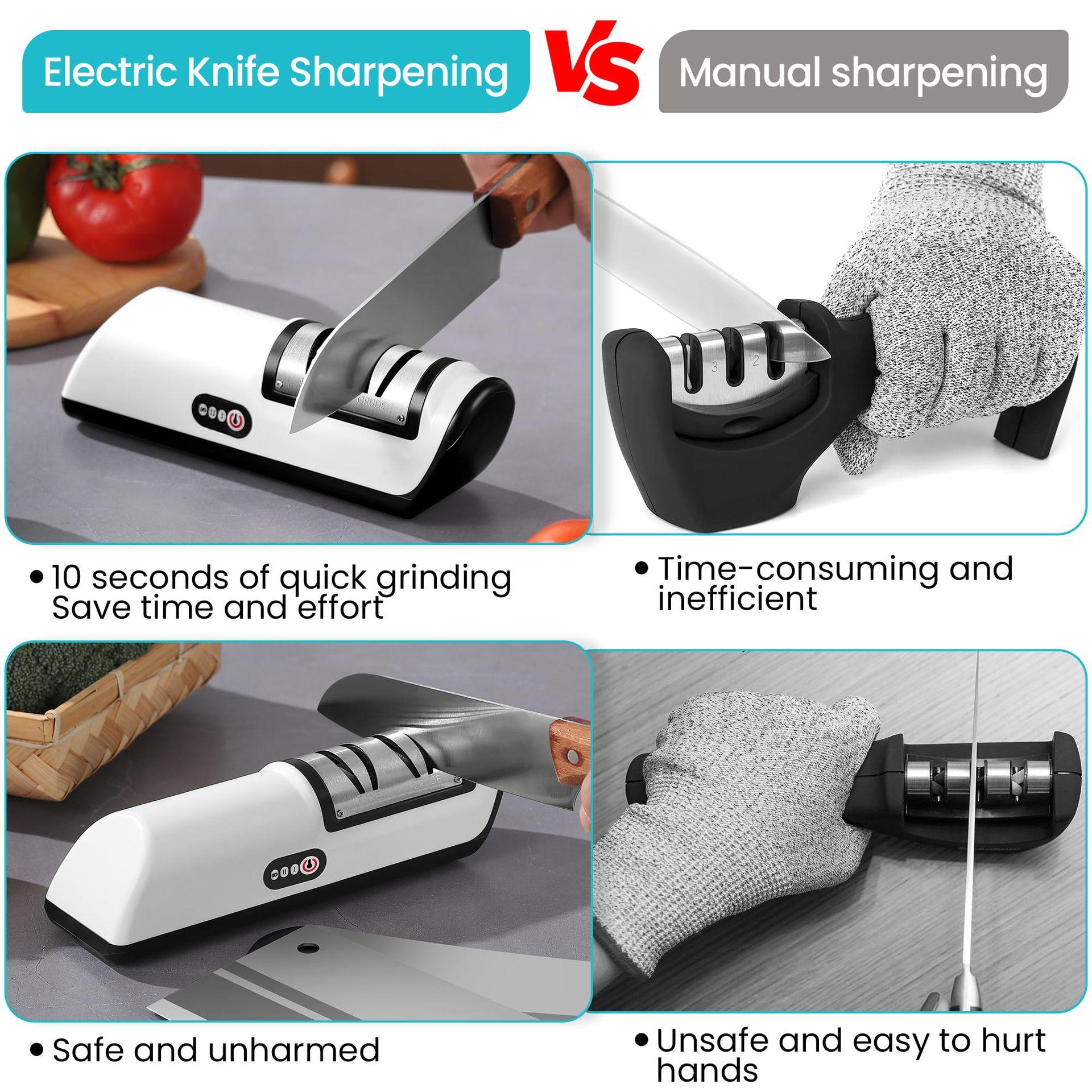 Electric Knife Sharpener, 1 Count Multifunctional Knife Sharpener, Household Kitchen Gadget, Easy to Use & Time-Saving Tool, Must-Have Kitchen Essentials, Trending Gift for Home Cooks 2025