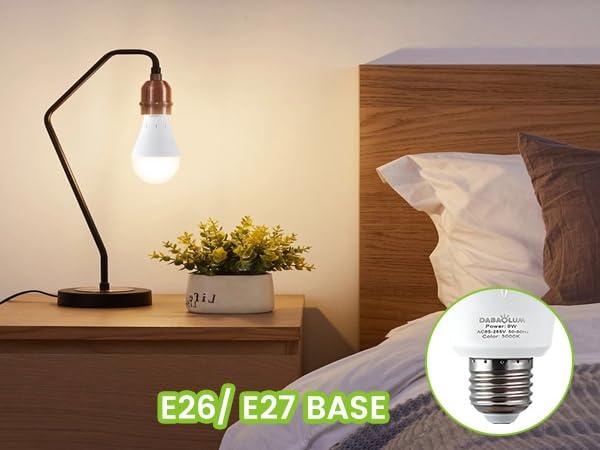 DEBAOBULB 4PK Warm Light E26 120V 9W Rechargeable Battery Operated Emergency LED Lamp Multifunctional Hook Included Home Energy Saving Lighting
