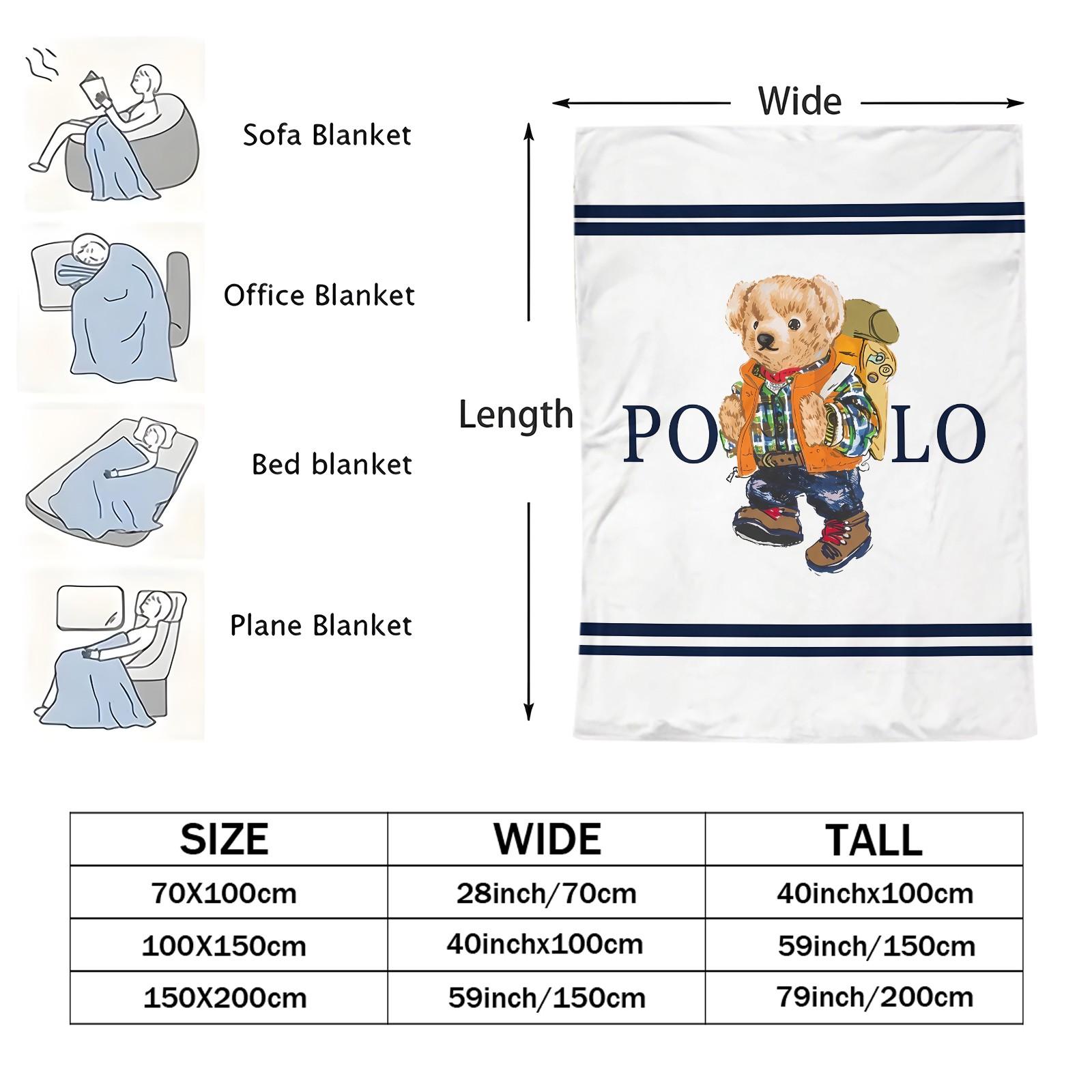 Bear printed pattern blanket, suitable for all seasons, suitable for beds, sofas, cars, room decorations, and gifts, suitable for children or adults, Cartoon pattern blanket