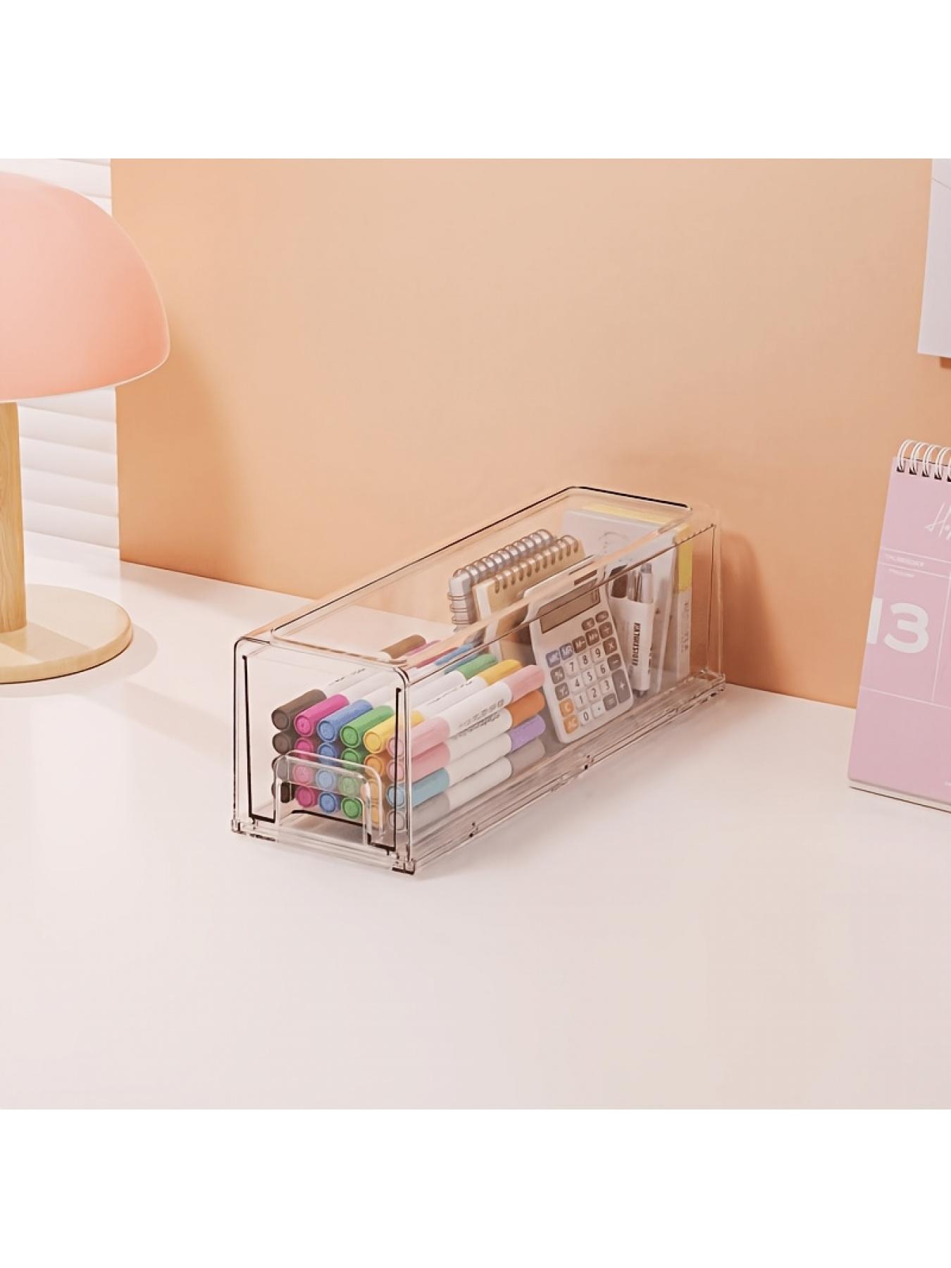 Clear Pull Out Drawer Desktop Organizer Large Storage for Jewelry Findings Bead Making Craft Supplies Stationery