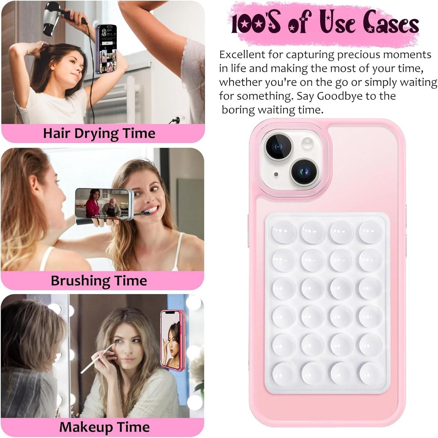 7 sets, strong grip, Non slip holder, multiple colors, silicone double-sided suction cup phone case with detachable stand, hands-free phone accessory stand, 24-piece sticky pad, suitable for selfie and video shooting, Selfie accessories, Cell Phone Mount