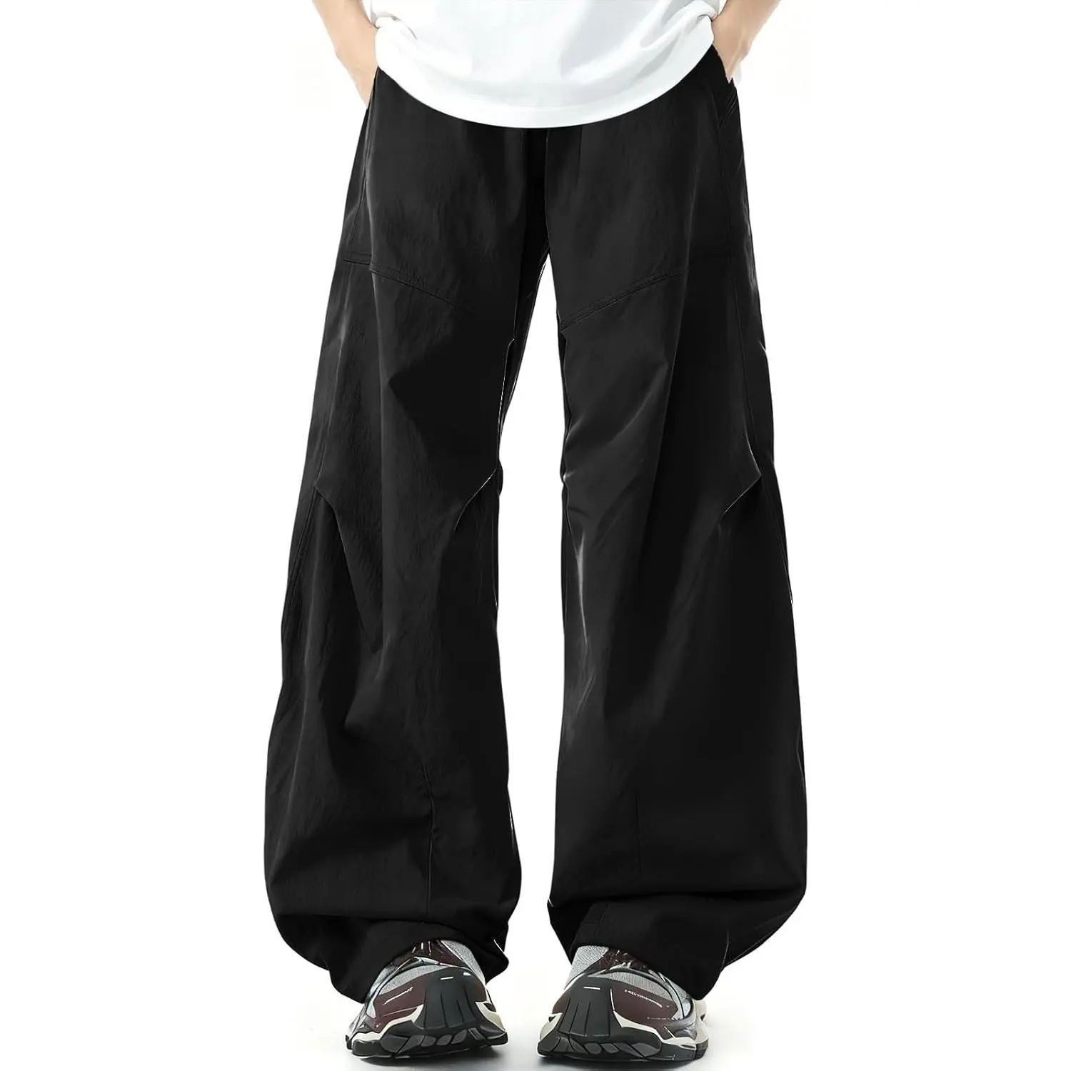 Boys Parachute Pants Kids Elastic Waist Track Pants | Baggy Wide Leg Athletic Joggers with Pockets 5-14Y