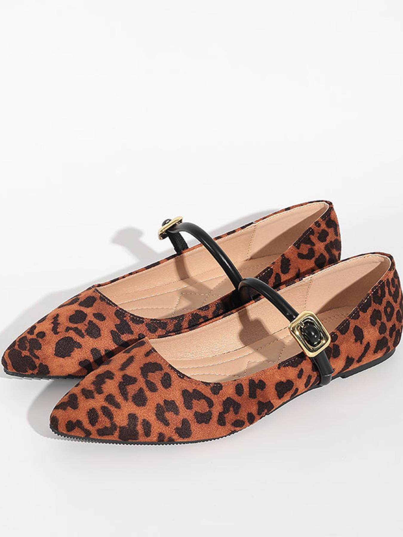 Women's Mary Jane Shoes Leopard Print Slip-On Loafers, Pointed Toe Casual Flats for Halloween, All Seasons Fashion Footwear Leopard Pattern Women's Mary Jane Shoes Leopard Print Slip-On Loafers, Pointed Toe Casual Flats for Halloween, All Seasons Fashion Footwear Leopard Pattern