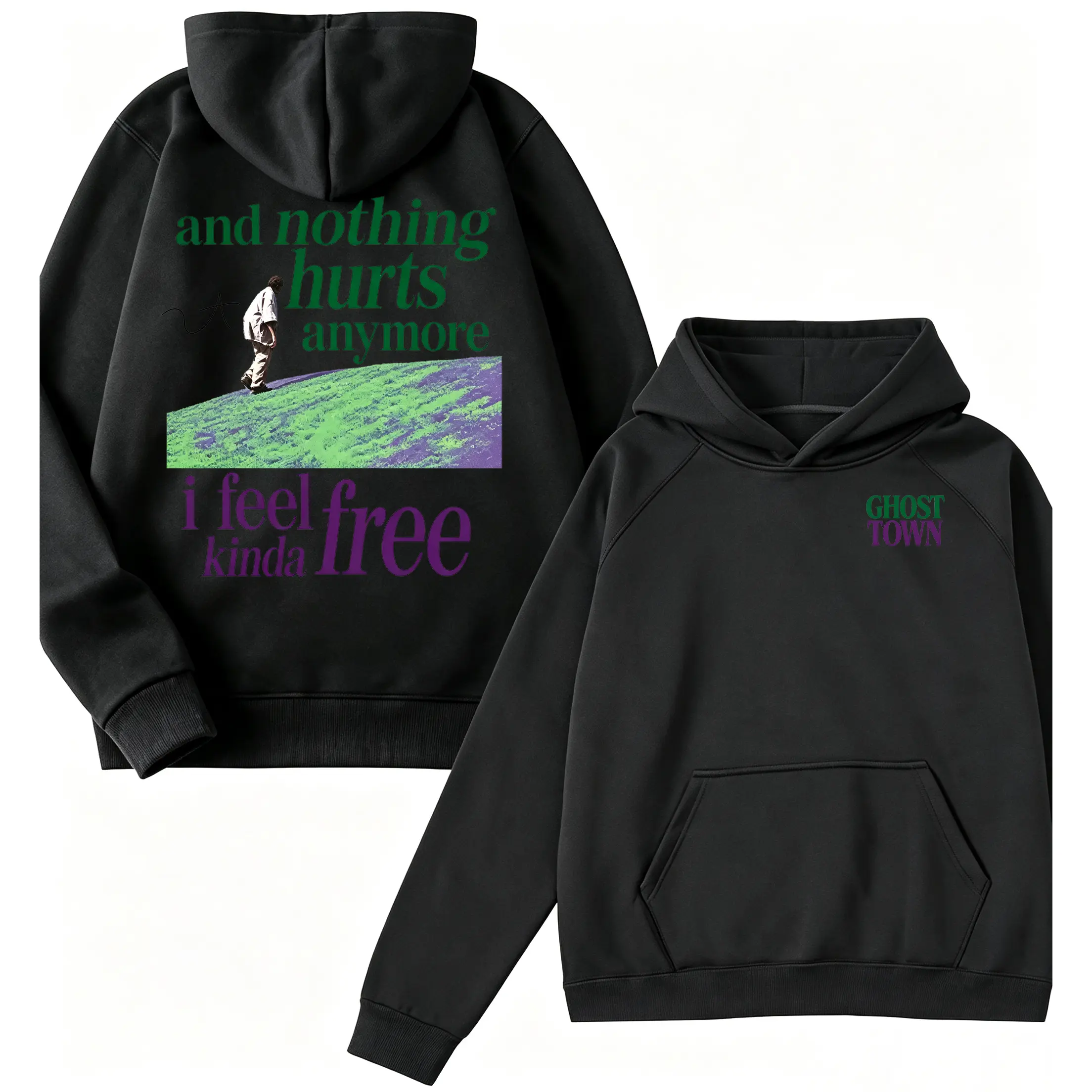 ? ? Ghost Town Hoodie, And Nothing Hurts Anymore I Feel Kinda Free Sweatshirt, Vintage Hip Hop Graphic Hoodie, Rap Music Fan Gift