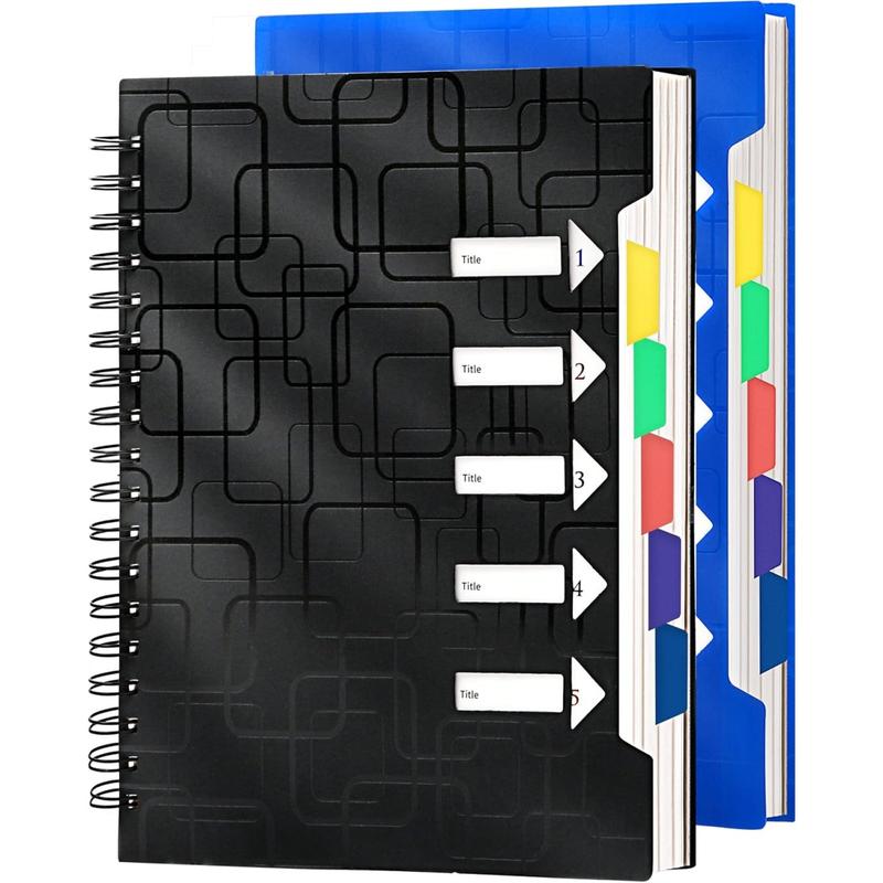 2 PCS 5 Subject Notebook with Removable Dividers Spiral Notebook Journal Waterproof Large Notebook with Pocket Eco-Friendly Gift for Students Work Office Teachers School Stationery A4/A5 #New Year Resolutions