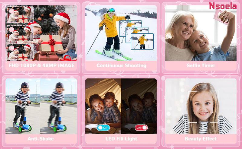 Auto Focus Digital Camera, Full HD 1080P/48MP Mini Camera with 16x Zoom for Teenagers Beginners, 32G Memory Card, Gift