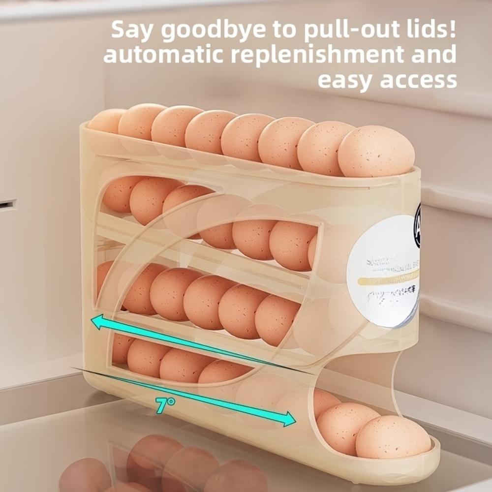 Egg Storage Container, Space-Saving Side-Door Design, Durable Plastic, Large Capacity, Smooth Surface & Easy Grip Handle - Ideal for Kitchen & Fridge Organization, Fridge Organizers, Fridge Egg Holder, Egg Storage Organizer, Refrigerator Accessories