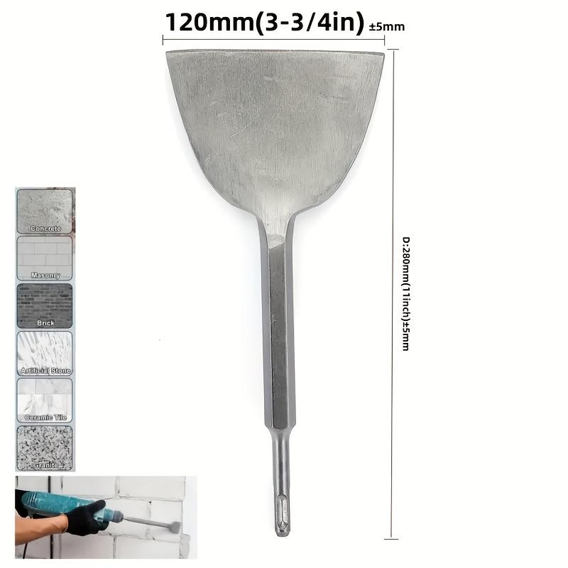 Round-handled heavy chisel with a wide, ultra-thin long flat blade, suitable for cement grooving, tile wall surfaces and plastering work. This metal manual chisel can be operated without electricity.