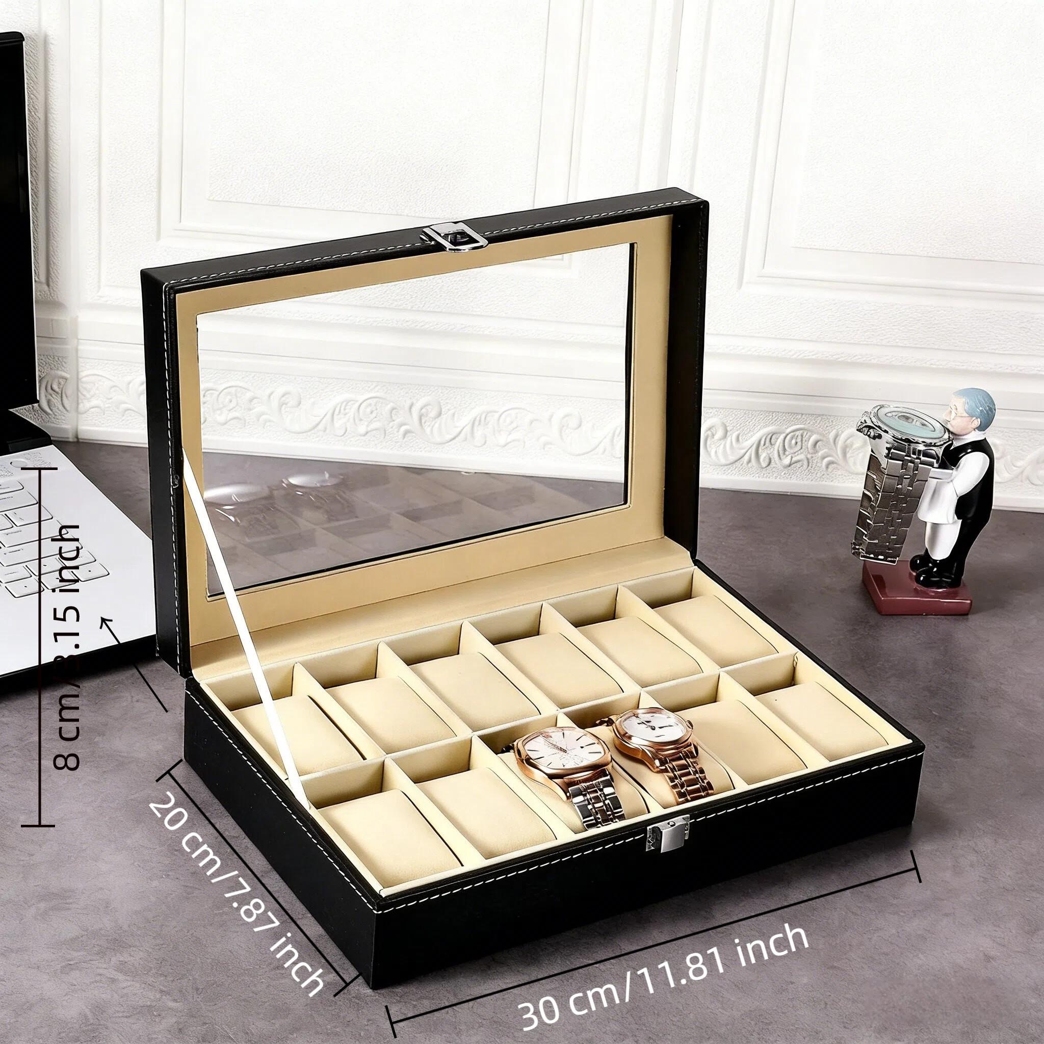 Large Capacity Watch Display Box, Lockable Mechanical Watch Stand, High-End Home Storage Organizer, 1pc Jewelry Holder