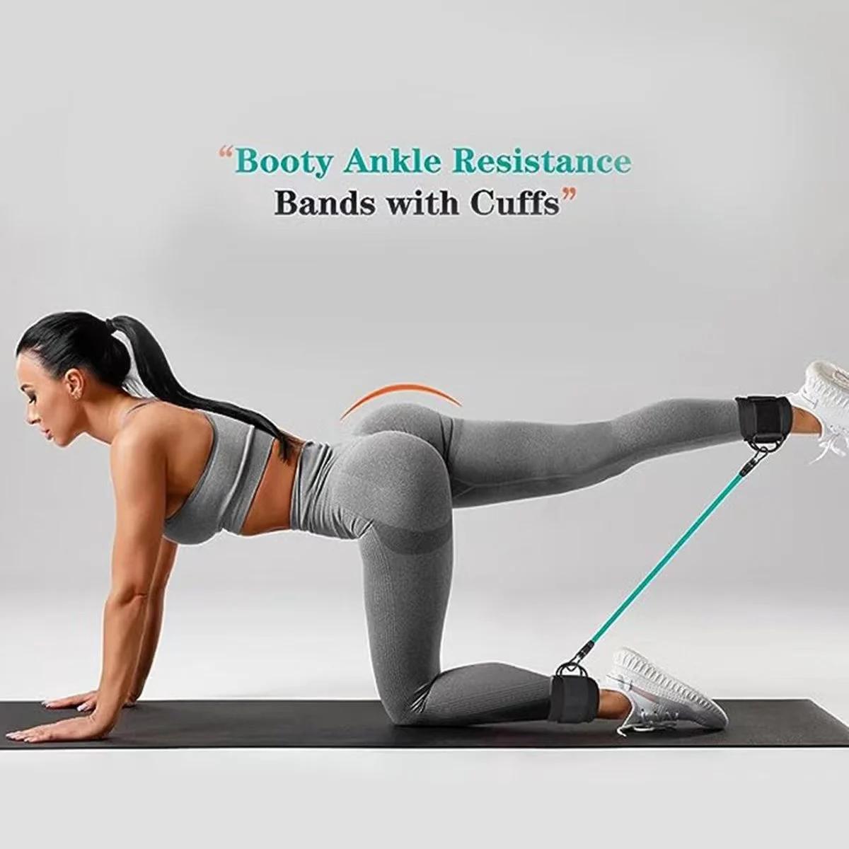 3pcs Ankle Resistance Bands Portable for Building Leg Muscles and Lines Home Gym Available Recommended Exercise Yoga Equipment for Men and Women Gymnastics Shoes with Drawstring Bag