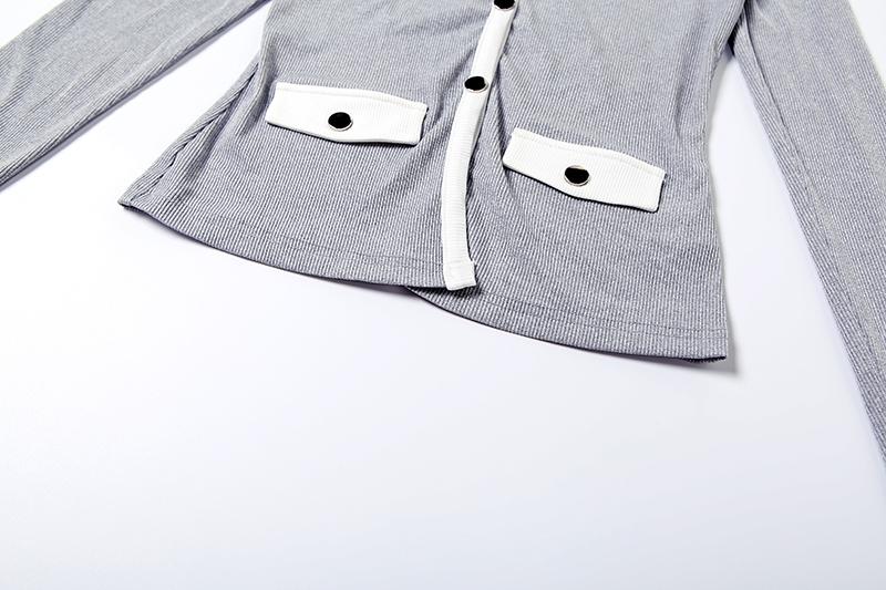 DOUCIU Autumn French Intellectual Elegance Commuting Casual Versatile Simple Women's Thin Contrast Color Button Cardigan Long-Sleeved Top & Trousers Two-Piece Set, Lady, Pants Suit