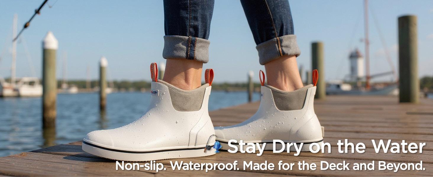 SUREWAY Women's Ankle Fishing Deck Boots for Women,Short Waterproof Neoprene Rubber Rain Boots,Lightweight Garden Work Shoes for Women,Upgraded Slip Resistant,Durable Comfortable Footwear Girl